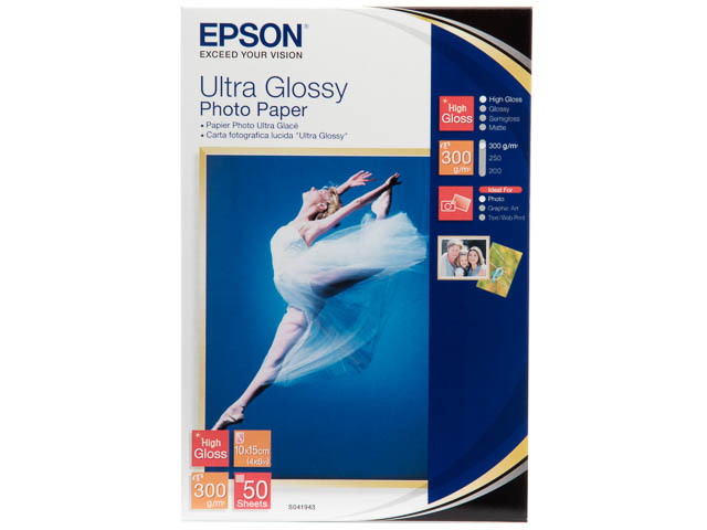 C13S041943 EPSON FOTOPAPIER 10x15cm 50Blatt 300gr ultra Hochglanz