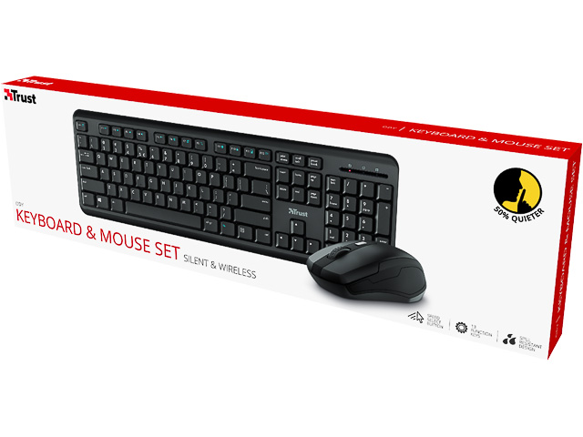 TRUST ODY TASTATUR+MAUS QWERTZ DE 23945 kabellos schwarz