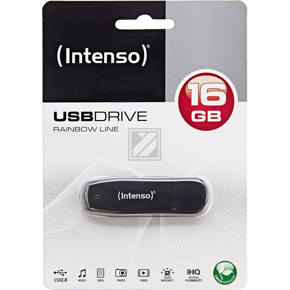 INTENSO RAINBOW LINE USB STICK 16GB 3502470 28MB/s USB 2.0 schwarz